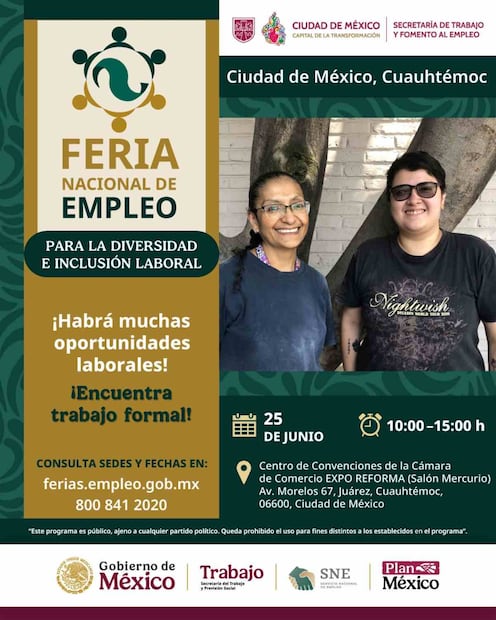 Feria Nacional de Empleo para la Diversidad e Inclusión Laboral en alcaldía Cuauhtémoc (24/062025). Foto: Captura de pantalla