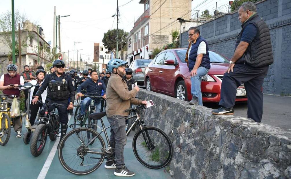 El alcalde de Magdalena Contreras, Fernando Mercado Guaida, anunció la incorporación de “bicipolicías” en la ciclovía y la Unidad Habitacional Independencia (26/02/2025). Foto: Especial