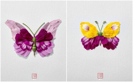 Artista crea insectos e ilustraciones con flores