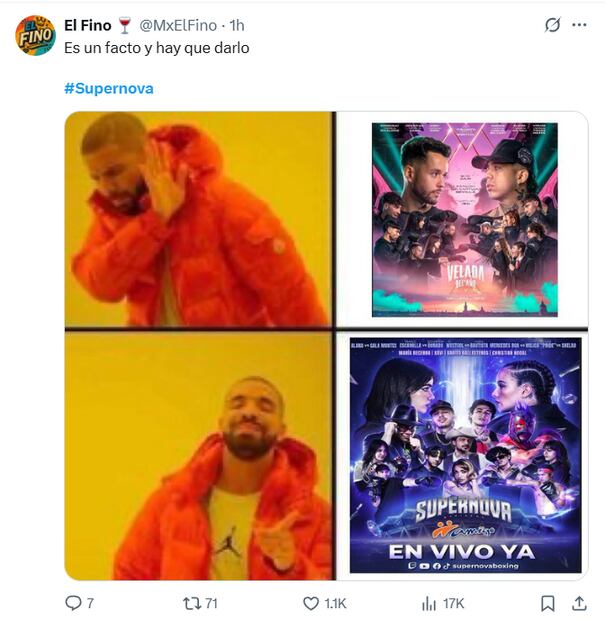 Usuarios en redes sociales compartieron memes y reacciones graciosas ante los primeros combates del Supernova Strikers 2025. Foto: Captura de pantalla
