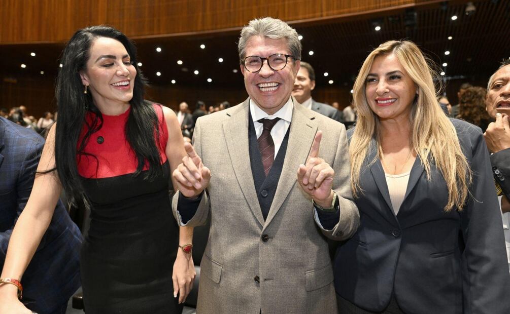 Diputada Gabriela Jiménez Godoy, junto a Ricardo Monreal y la diputada Jessica Saiden (28/10/2025). Foto: Especial