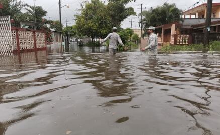 Por inundaciones tras fuertes lluvias, activan Plan GN en Lerdo de Tejada, Veracruz