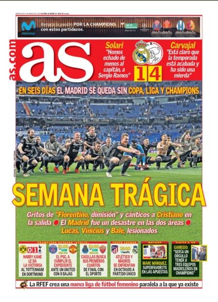 Prensa española destroza el fracaso del Real Madrid