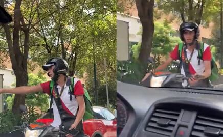 "Se pasó el alto y me pegó en la moto", repartidor da su versión tras ser detenido por agredir a conductor en Polanco