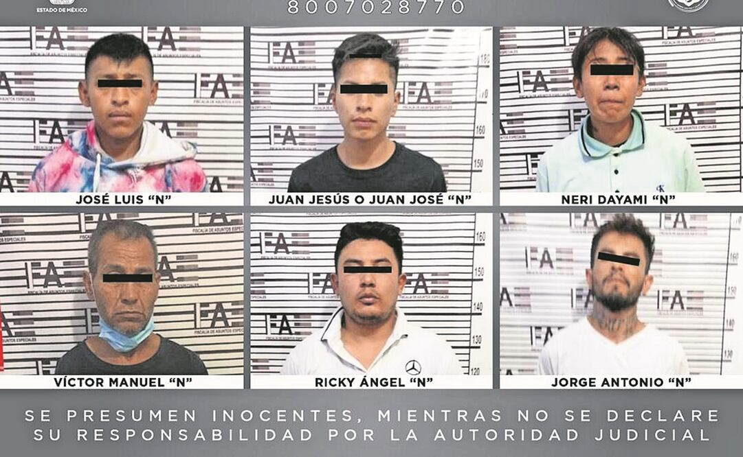 Autoridades de la fiscalía informaron que los seis adultos y dos menores de edad detenidos en el municipio de Villa del Carbón tenían drogas en su poder.  Foto: Especial 