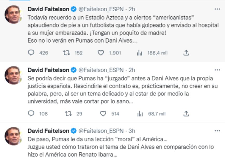 David Faitelson sobre el caso de Dani Alves: “Pumas da lección ‘moral' al América”