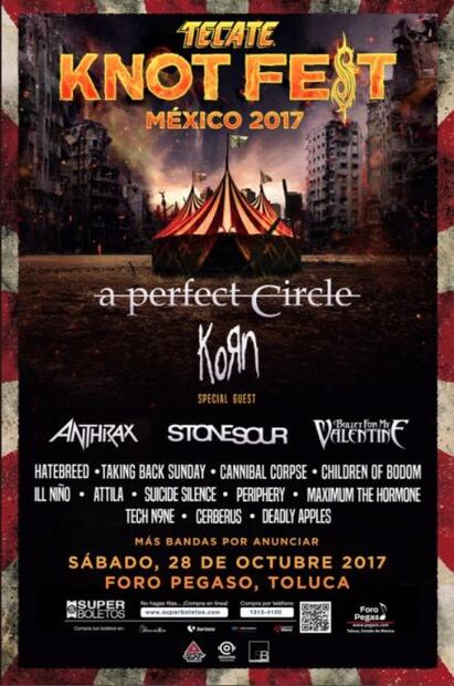 A perfect Circle, Korn y Anthrax estarán en el Knotfest 2017