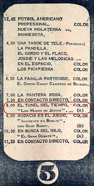 Durante la década de los 70, las famosas series de televisión de ciencia ficción llegaron a las pantallas mexicanas. Estos programas solían transmitirse en los canales 5 y 4 de la televisión abierta. La siguiente programación de TV corresponde a un domingo de 1974 Foto: Hemeroteca El Universal.
