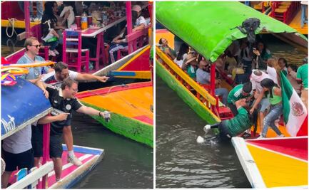 Mundial 2026: aficionada mexicana es rescatada por visitante inglés en Xochimilco; video se viraliza en redes