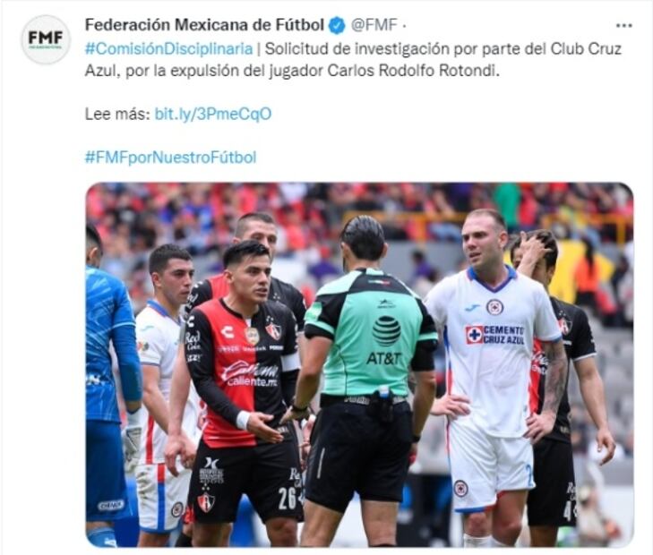 Cruz Azul apela expulsión de Carlos Rotondi