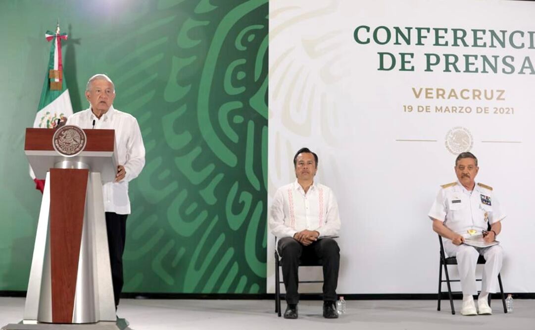 El presidente Andrés Manuel López Obrador encabezó la mañanera desde Coatzacoalcos, Veracruz. Foto: Gobierno de México