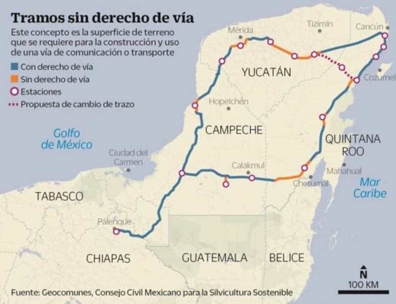 Tren Maya tendrá que comprar 34% de su ruta