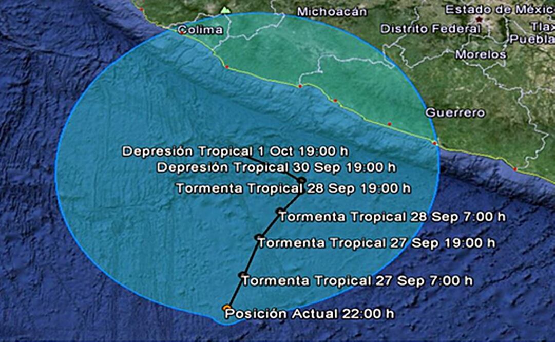 "Marty" se desplaza al norte a 7 kilómetros por hora./Especial