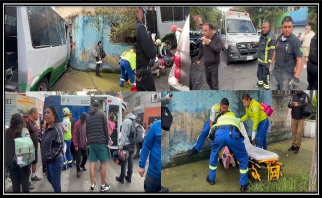 Accidente de transporte público en Peralvillo; colisión deja varios heridos y conductores detenidos. Foto: Especial