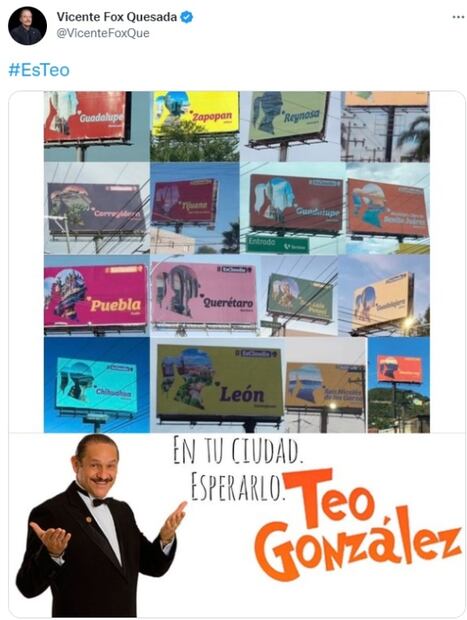 Vicente Fox bromea con silueta de Sheinbaum y el comediante Teo González agradece "apoyo a gira"
