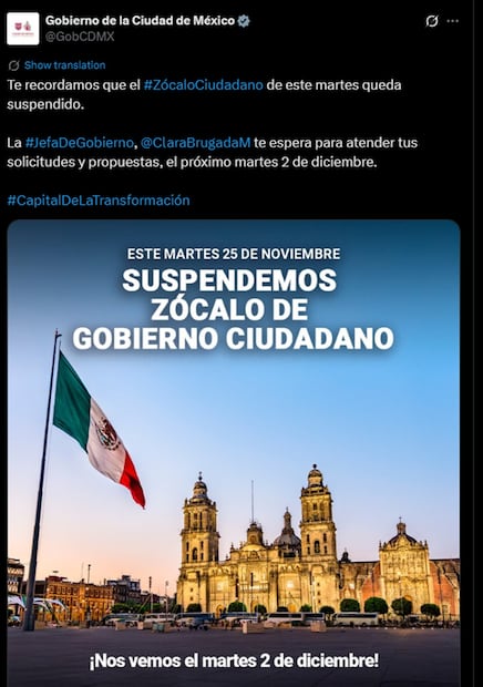 Suspenden Zócalo ciudadano. Foto: captura de pantalla