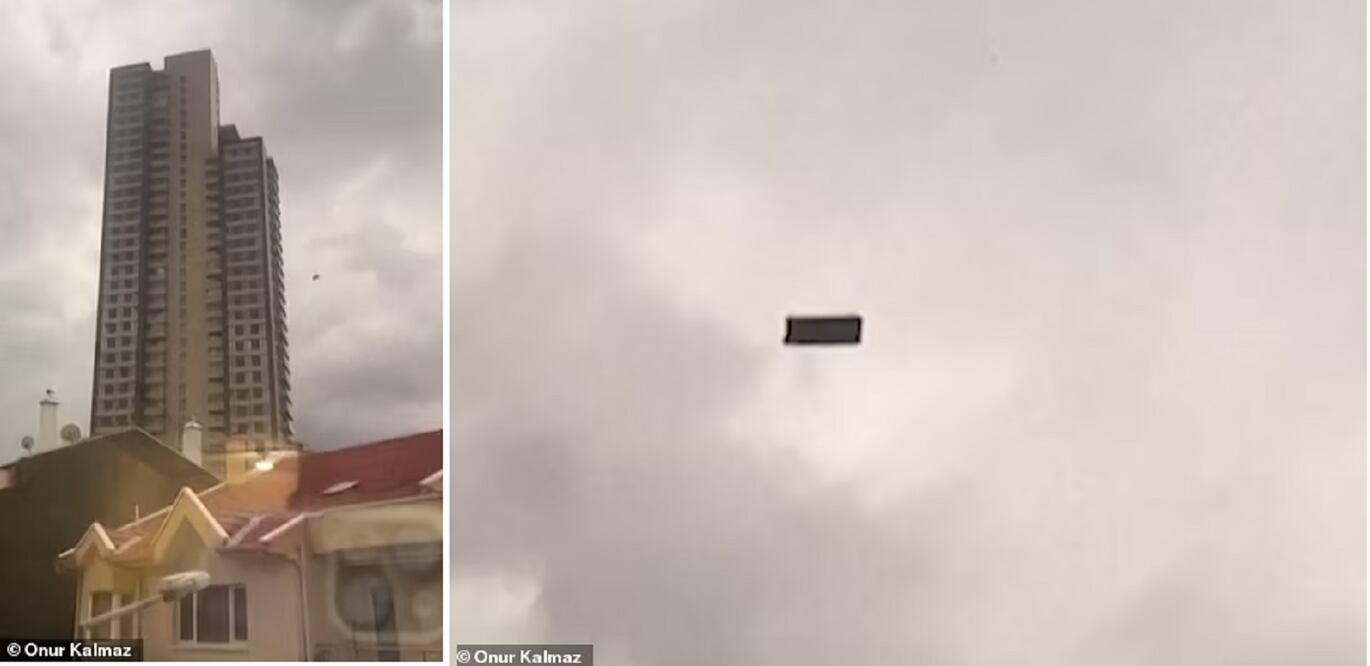 Los fuertes vientos causados por un huracán hicieron que un sofá volara por los aires. FOTO: Captura de video