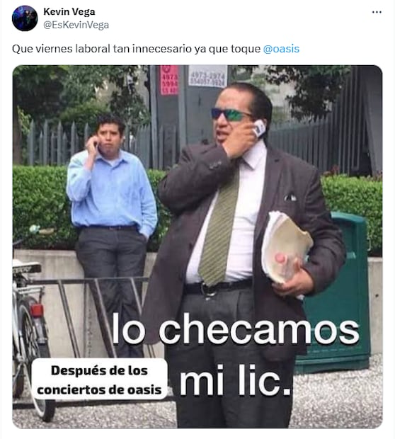 Memes del regreso de Oasis al escenario en México. Foto: X