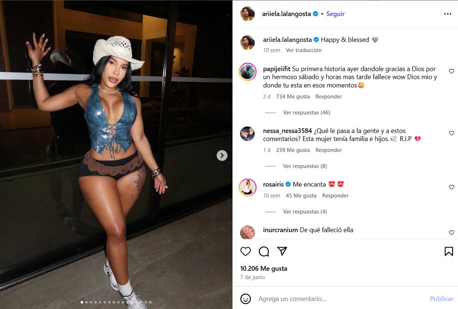 Esta fue la última publicación de la influencer en Instagram
.