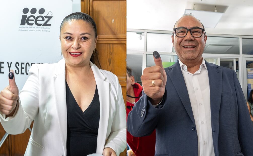 Jenny González Arenas y Ángel Román, candidatos a rectoría de la UAZ (14/05/2025). Foto: Diana Valdez / EL UNIVERSAL