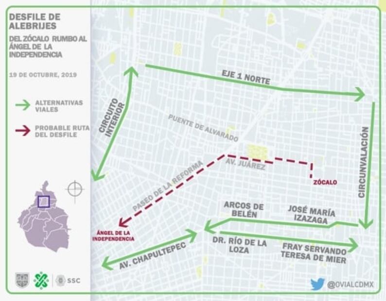 Conoce los cierres y alternativas viales por Desfile de Alebrijes Monumentales
