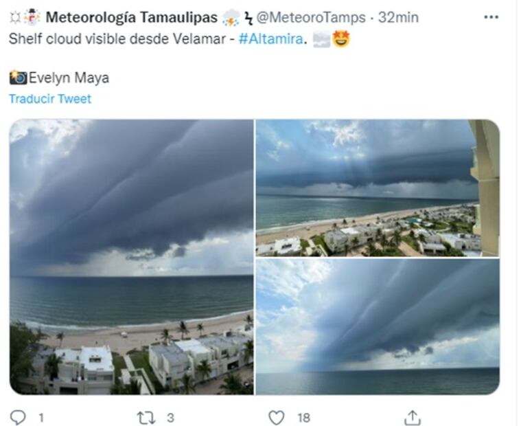 Sorprende en redes sociales nube "shelf cloud" en Tampico