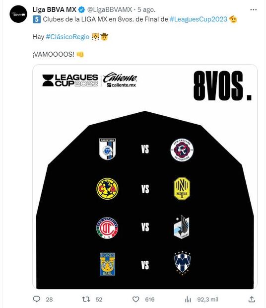Tweet de la Liga MX