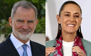 El rey Felipe VI de España y la presidenta de México, Claudia Sheinbaum. Foto: AFP/EFE