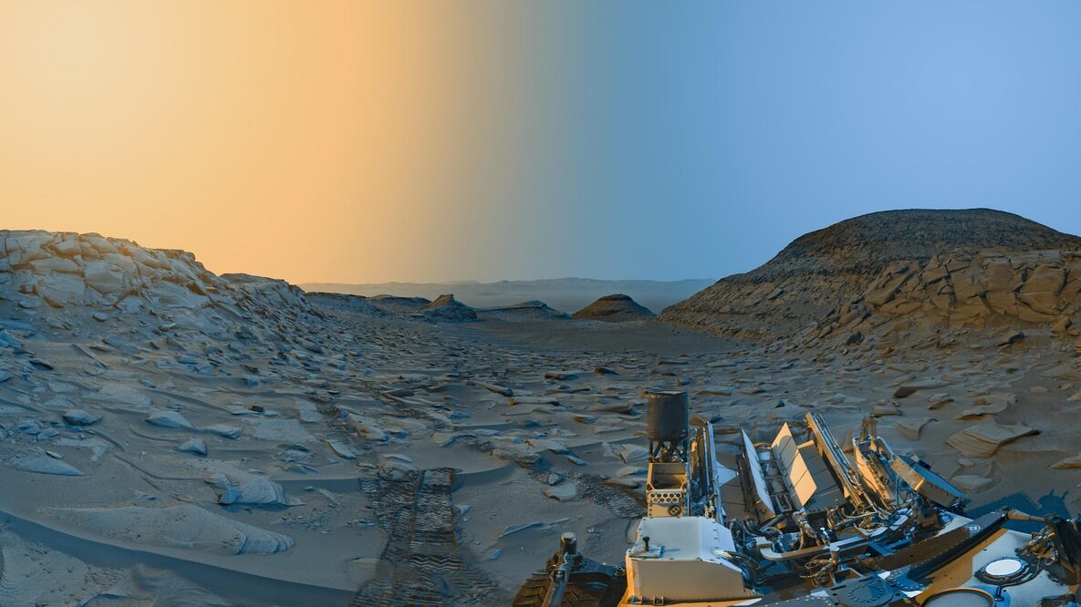Así captó el explorador Curiosity un atardecer en Marte. FOTO: NASA