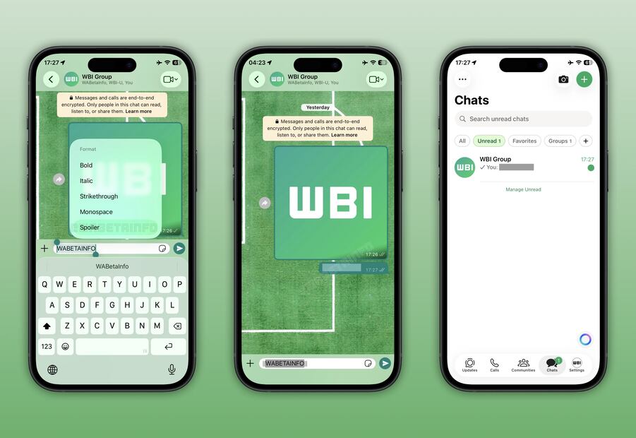 Así se podría encontrar el formato spoiler en WhatsApp. Foto: WabetaInfo