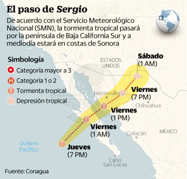 Lluvia afectará 24 estados por la tormenta tropical "Sergio"