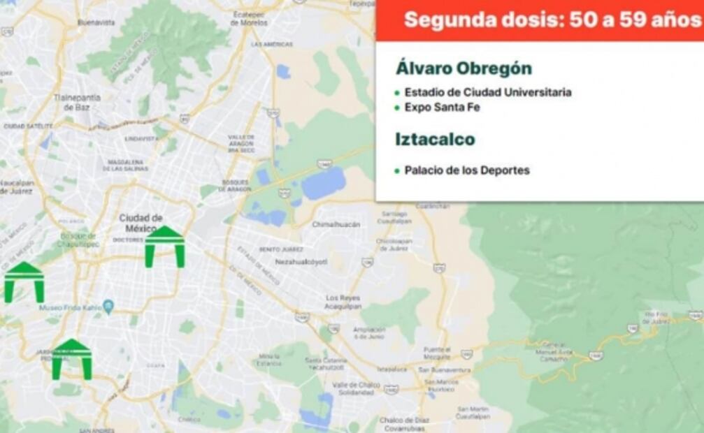 Hoy aplican segunda dosis Covid para adultos de 50 a 59 años en Iztacalco y Á. Obregón
