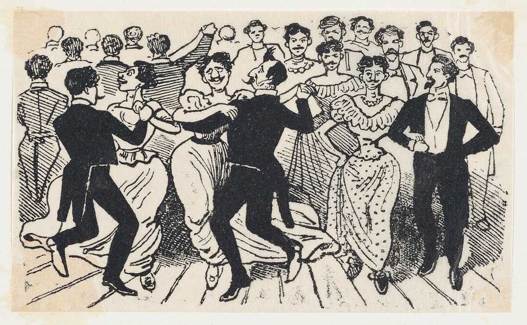 Ilustración sobre el Baile de los 41, hecha por José Guadalupe Posada - Foto: Ilustración tomada de www.metmuseum.org