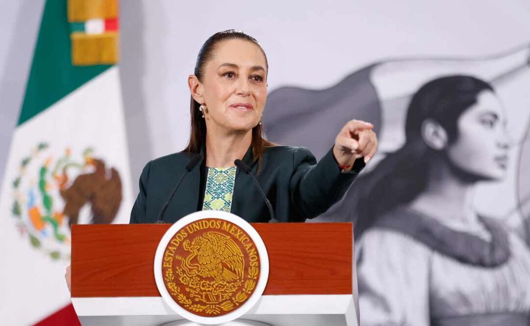 La presidenta Claudia Sheinbaum durante la mañanera del 10 de diciembre del 2025. Foto: Diego Simón / EL UNIVERSAL