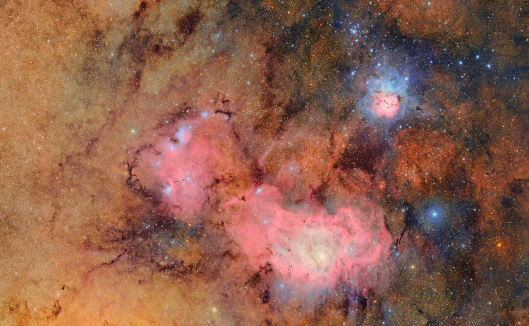 La fotografía muestra a las Nebulosas Trífidas y Laguna en el espacio. Foto: EFE