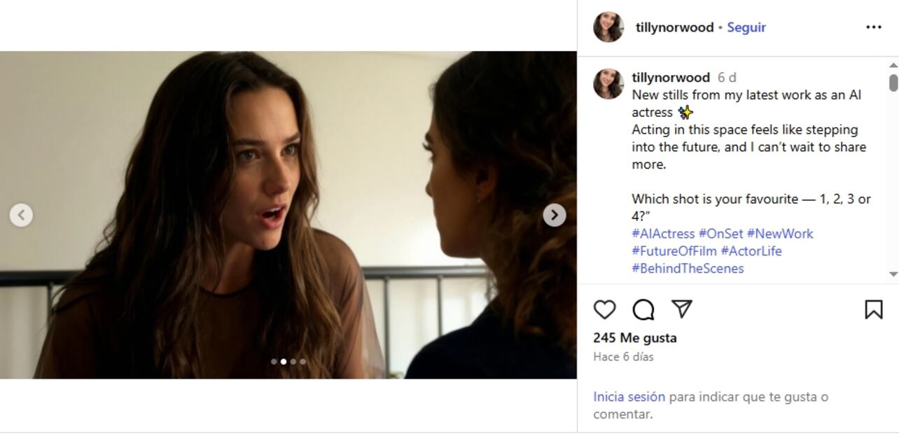 ¿Quién es Tilly Norwood, la primera actriz generada con IA que puso en jaque a Hollywood?. IG: TillyNorwood