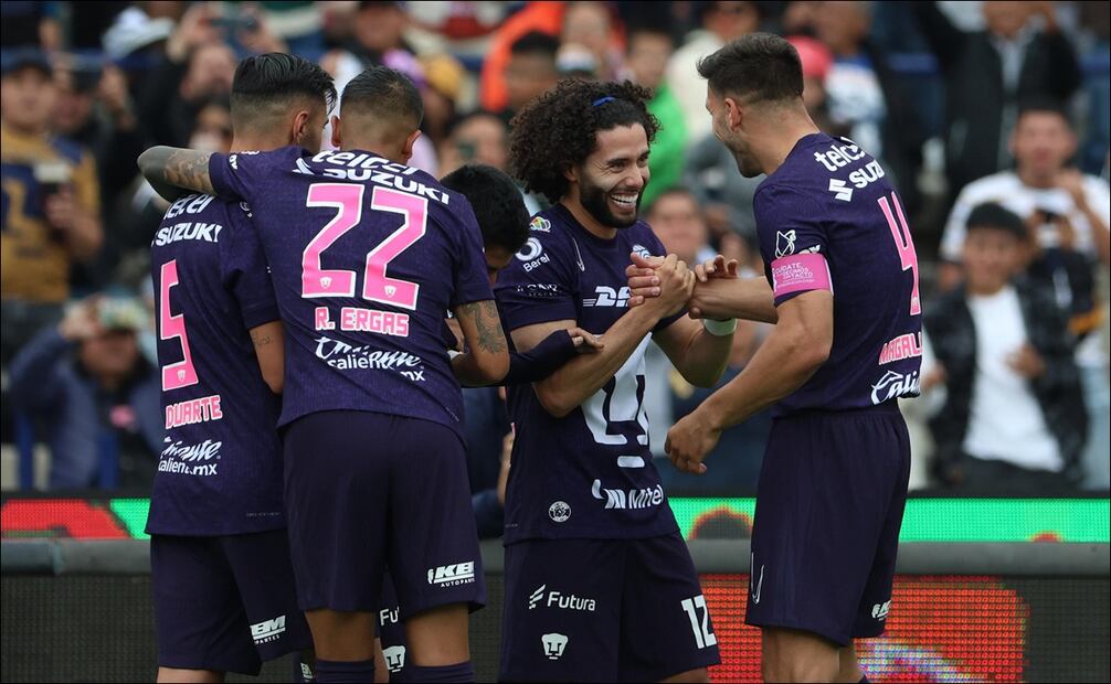 Pumas le pasó por encima al Atlético de San Luis con dos goles del 'Chino' Huerta y uno de 'Memote' Martínez / FOTO: Diego Simón Sánchez - EL UNIVERSAL