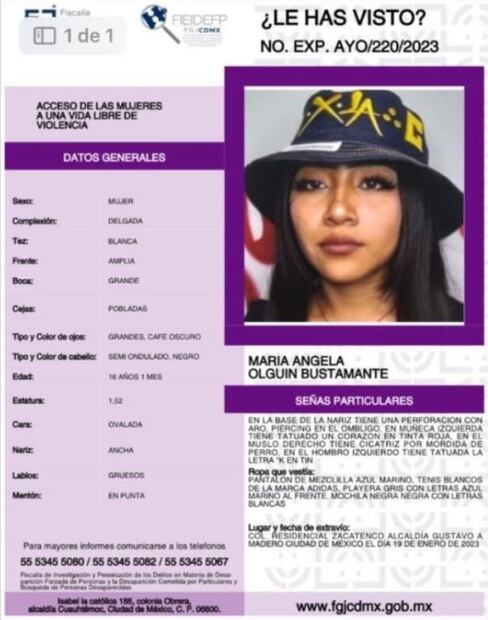 Buscan a María Ángela de 16 años; "se la llevaron en paradero de Indios Verdes"