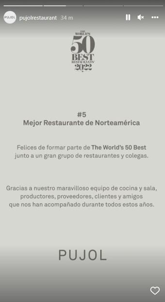 Dos restaurantes mexicanos, en el top 10 de la lista de The Worlds 50 Best 2022
