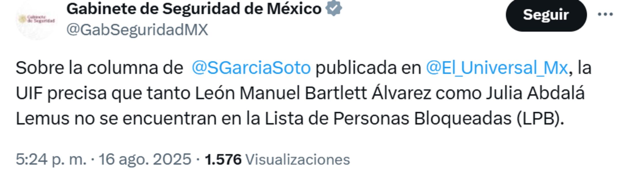 León Manuel Bartlett Álvarez como Julia Abdalá Lemus no están en la Lista de Personas Bloqueadas. Foto: Captura de pantalla