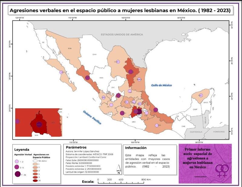 Mapa de agresiones contra mujeres lesbianas / Foto: Especial