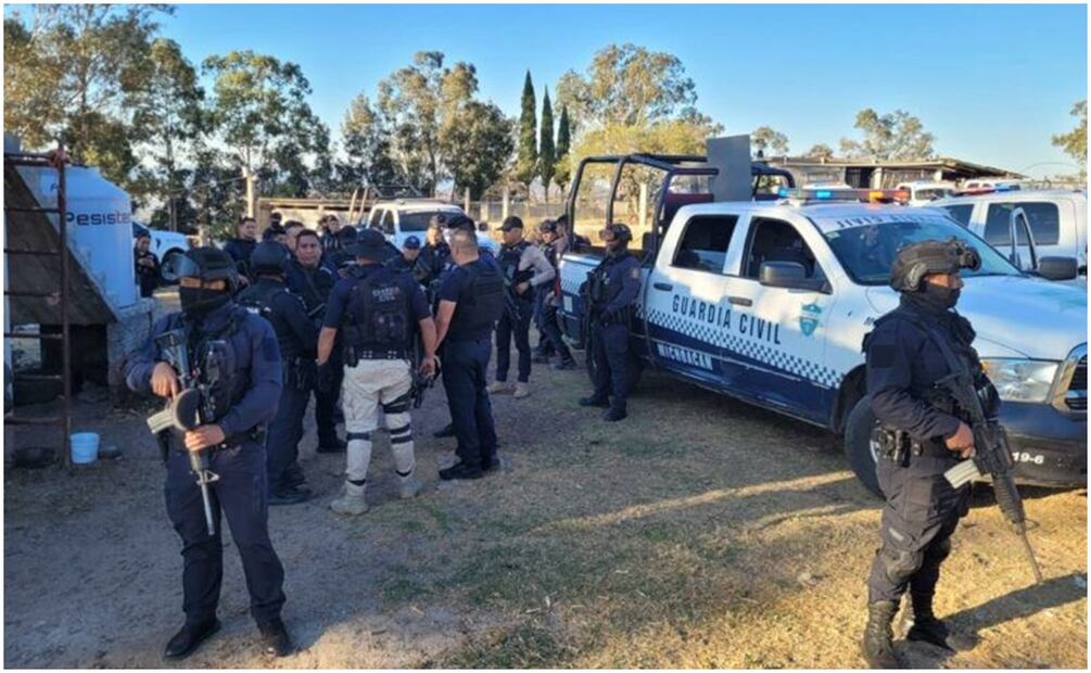 El ataque a elementos de Seguridad Pública de Queréndaro, Michoacán fue repelido por elementos de seguridad (21/01/2025). Foto: Especial