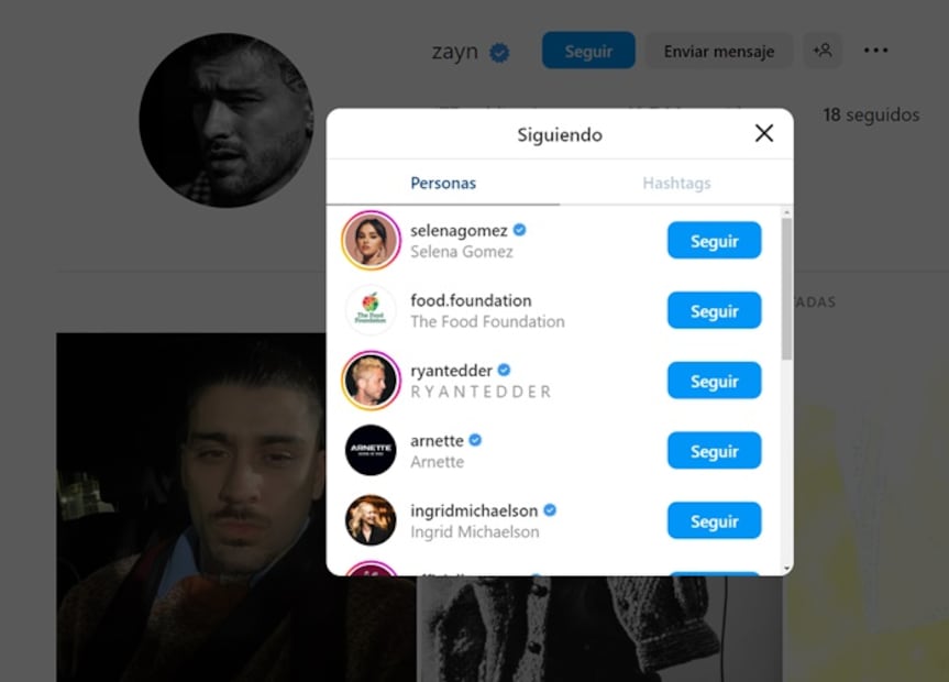 El exOne Direction se convirtió en uno de los más de 400 millones de seguidores de la cantante  Foto: Instagram
