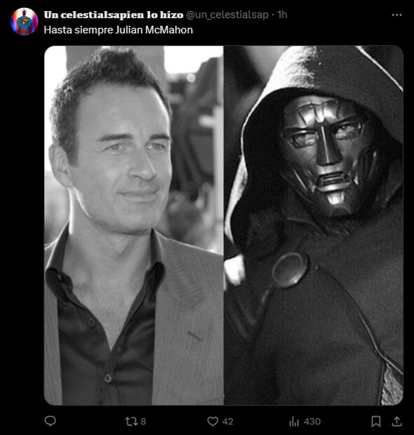 Así despidieron a Julian McMahon. Fotos: redes Sociales