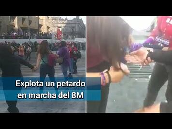 Estalla petardo en marcha del día de las mujeres; hay dos lesionadas