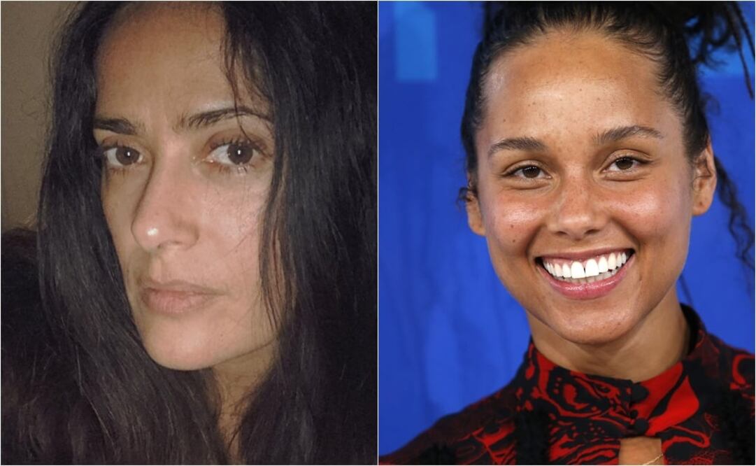 Salma Hayek y Alicia Keys han mostrado su rostro sin maquillaje