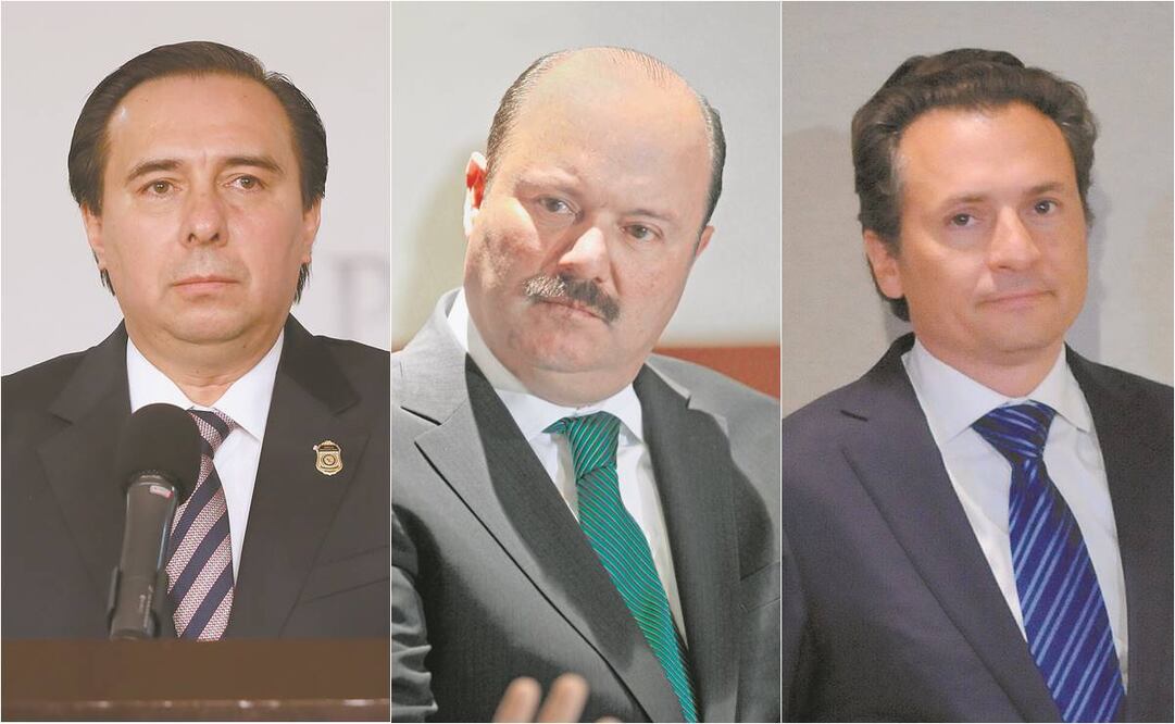 De izquierda a derecha: Tomás Zerón, exdirector de la AIC; César Duarte, exgobernador de Chihuahua; y Emilio Lozoya Austin, exdirector de Pemex. Fotos: ARCHIVO EL UNIVERSAL