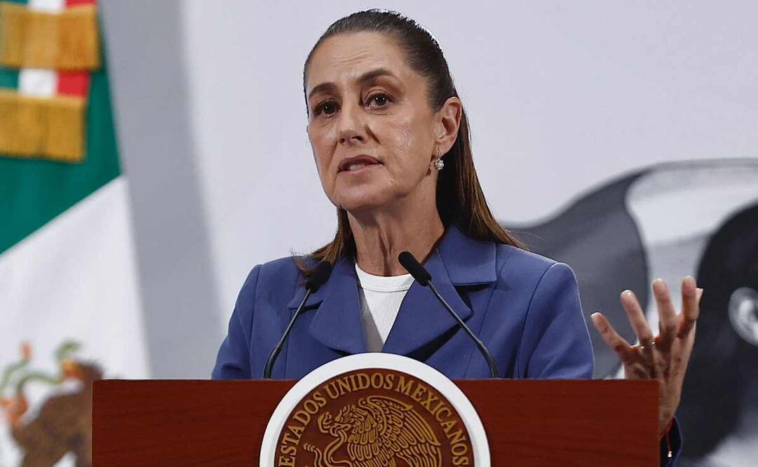 Claudia Sheinbaum, presidenta de México, durante la mañanera del 6 de octubre del 2025. Foto: Berenice Fregoso / EL UNIVERSAL
