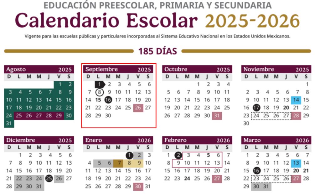 Estos son los días de descanso que se tendrán en el mes de octubre. Foto: SEP