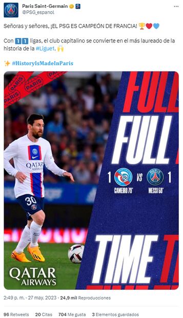 Tuit del PSG